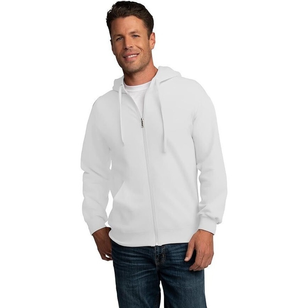 Fruit of the Loom Unisex EverSoft Fleece Full Zip Sweatshirt Hoodie - White - S